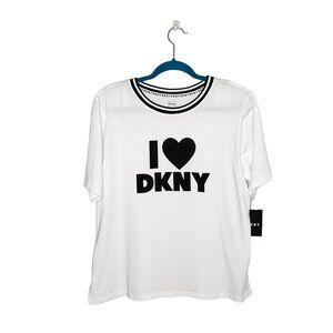 NWT DKNY Logo Black & White Ringer Sleep Tee Shirt